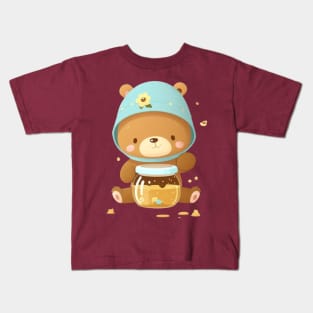 Bear with Honey cute kawaii Kids T-Shirt